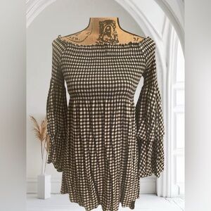 Smocked Top Ruffled Layered Sleeved Mini Dress